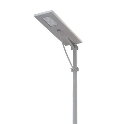 Luz LED solar con acabado cromado.