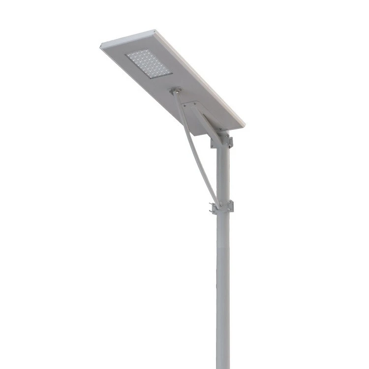 Luz LED solar con acabado cromado.
